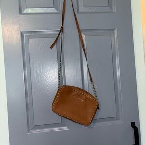Crossbody Leather Camera Bag - Brown